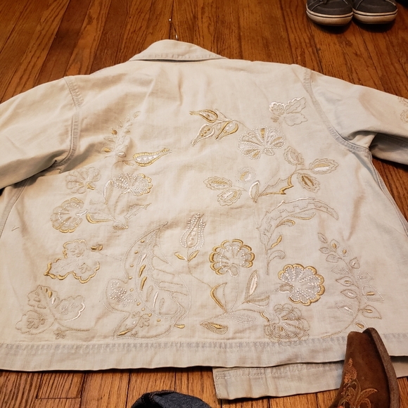 Coldwater Creek Pale Blue Jacket w/ embroidery Jacket Petite Large - Picture 9 of 15